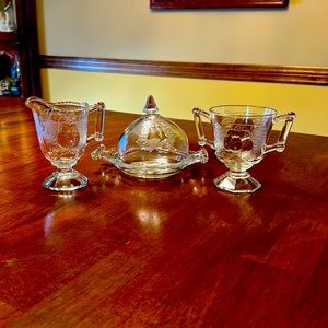 Baltimore Pear cheese tray with cover, creamer and sugar